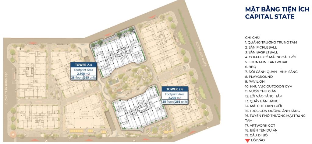 Mặt bằng tiện ích nội khu dự án Capital Square Đà Nẵng