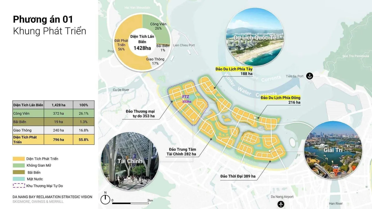 Mặt bằng ý tưởng 1.428 ha khu đô thị lấn biển vịnh Đà Nẵng