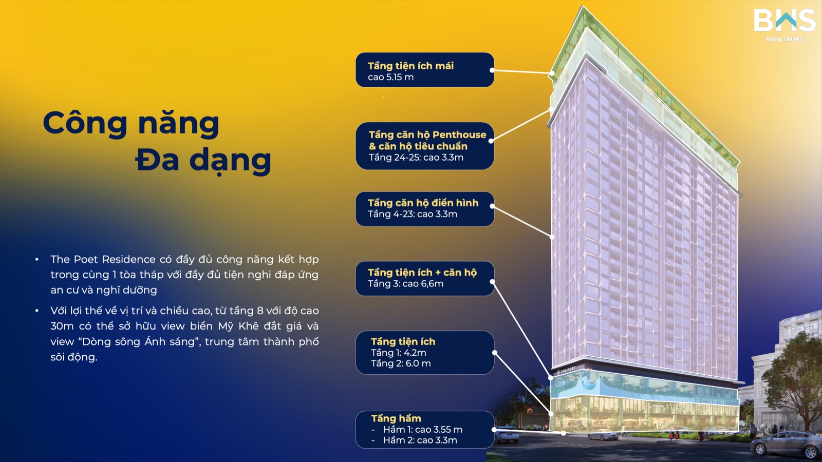 Mặt bằng tầng công năng đa dạng The Poet Đà Nẵng