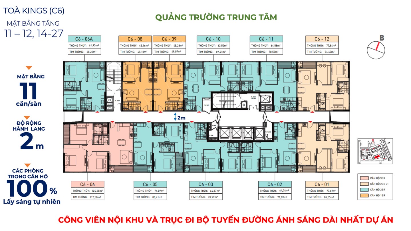 Mặt bằng tầng cao từ tầng 11 tòa King Place dự án Capital Square Đà Nẵng