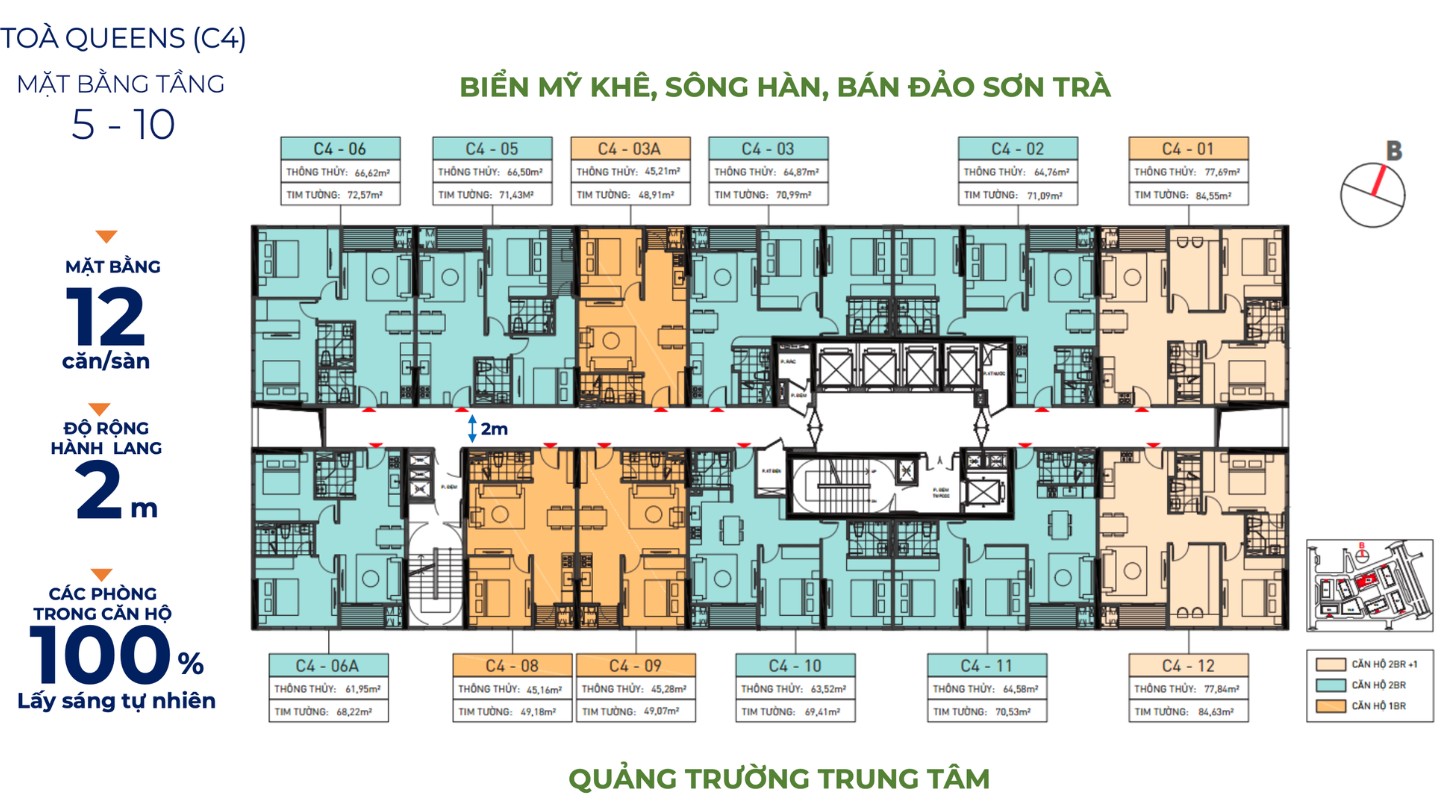Mặt bằng tầng tòa Queen Place dự án Capital Square Đà Nẵng