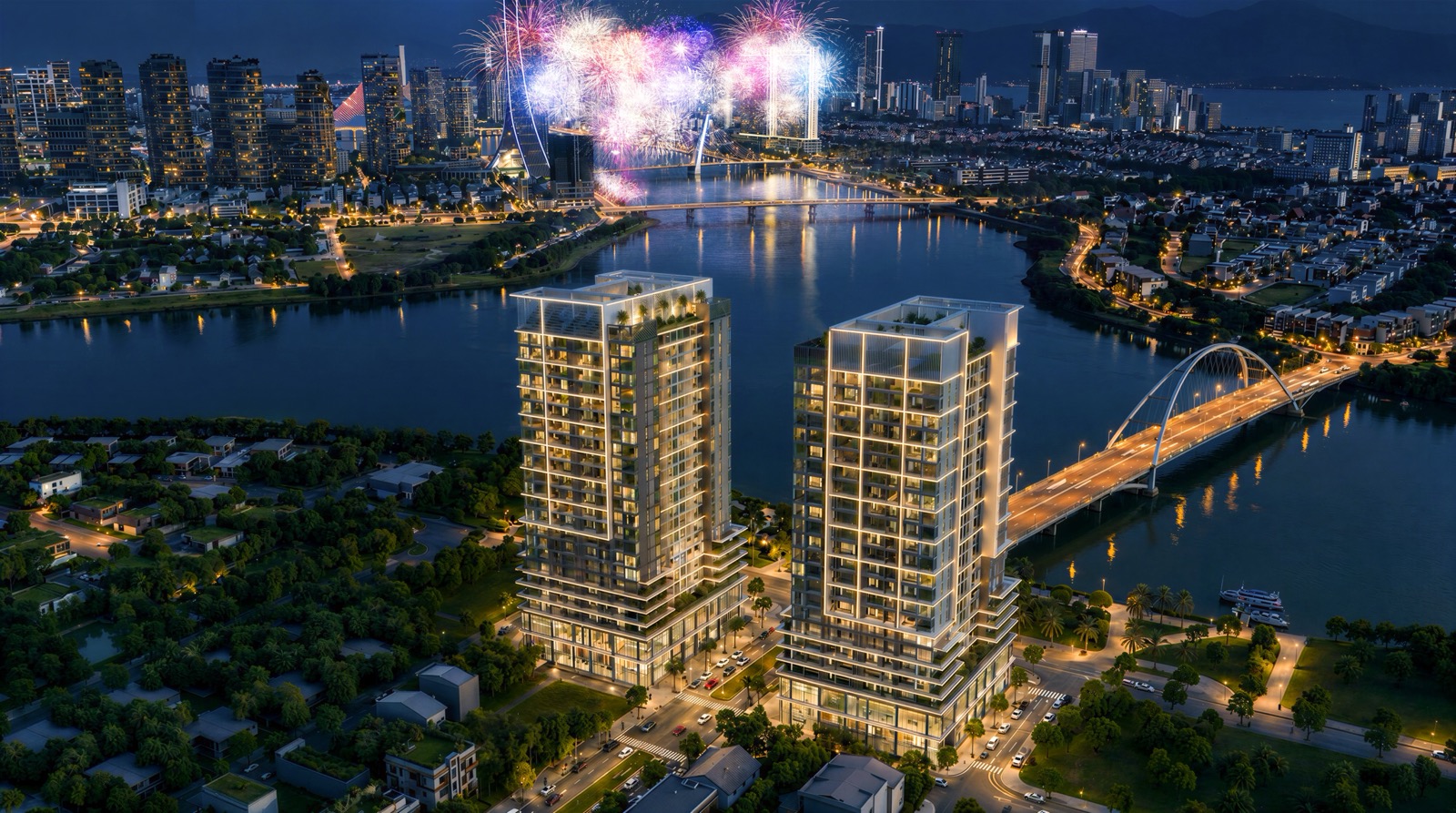 Căn hộ S Light Tower Đà Nẵng về đêm với DIFF