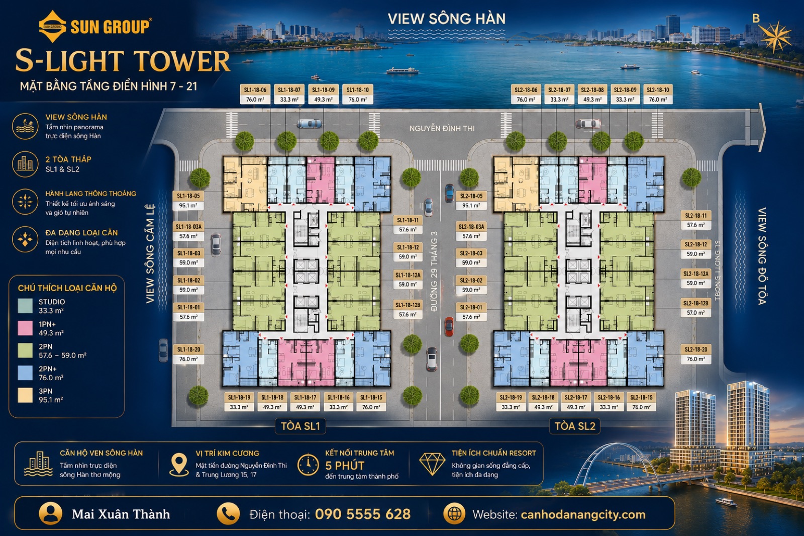 Mặt bằng điển hình căn hộ S Light Tower Đà Nẵng