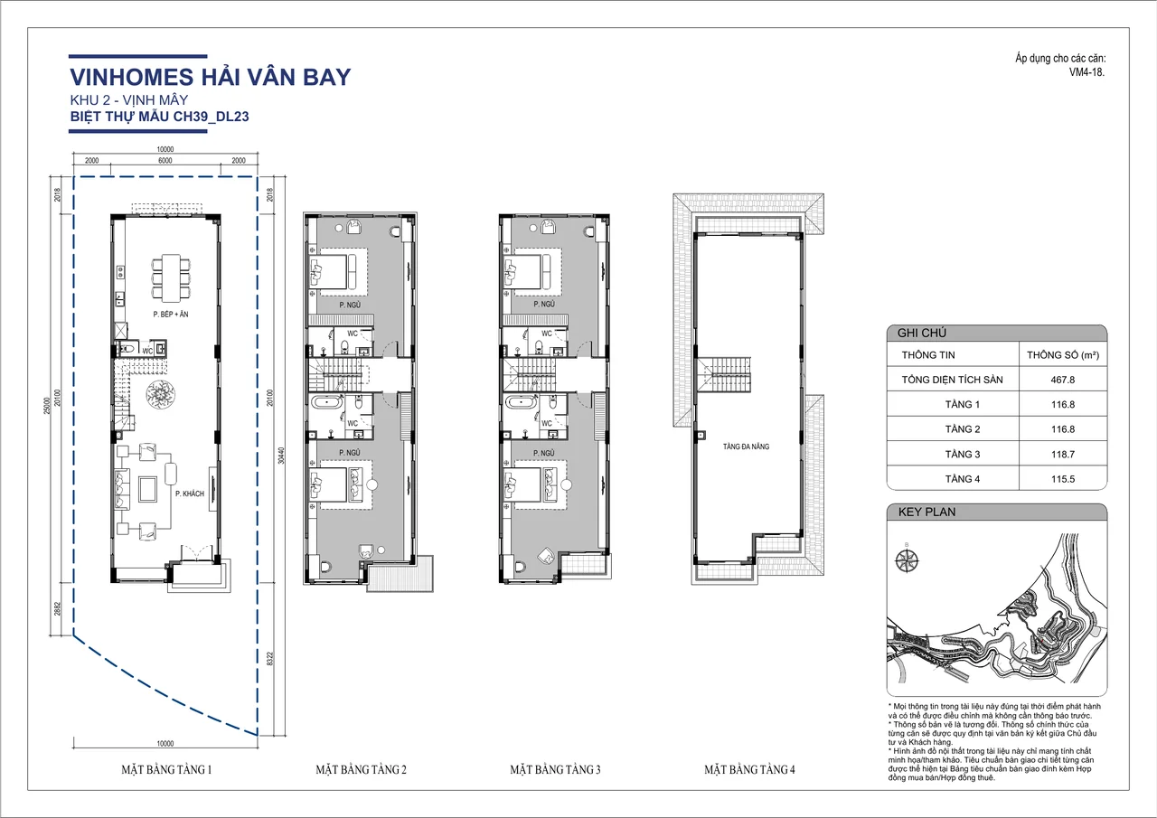 Mặt bằng biệt thự đơn lập phân khu Vịnh Mây Vinhomes Hải Vân Bay
